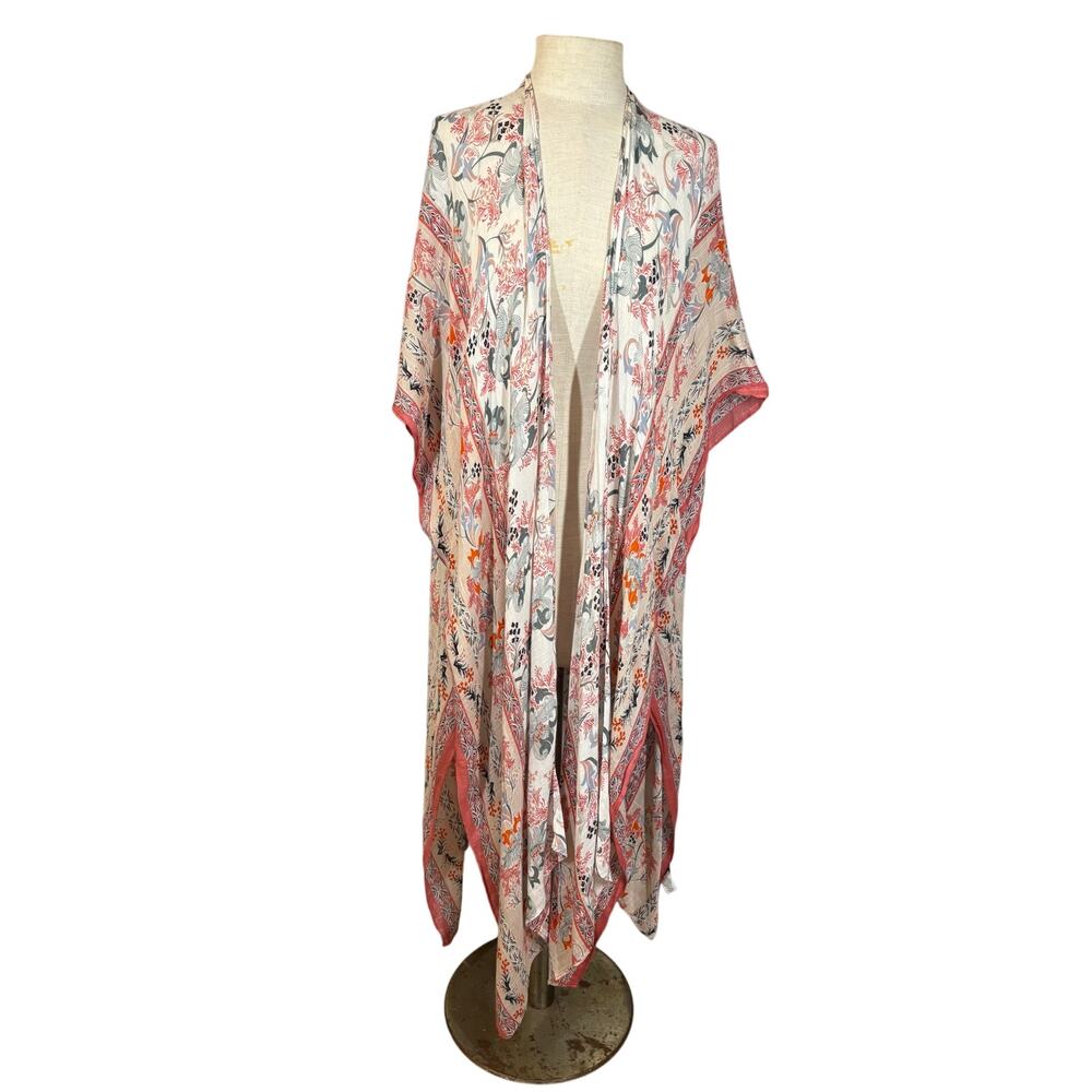 Boho Floral Midi Open Front Lightweight Kimono Du… - image 5